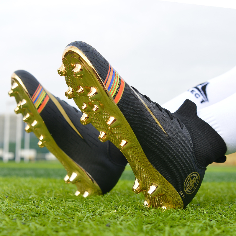 2019 Popular Golden Color Sole Long Spikes Football Shoes, White ...