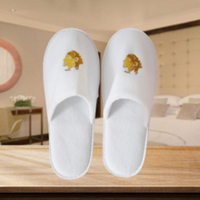 Simple Design Cotton Velour Disposable SPA Hotel Slippers with Logo
