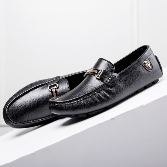 Large Size Casual Shoes Men Breathable Bean Shoes Fashion Casual Handmade Genuine Leather Shoes