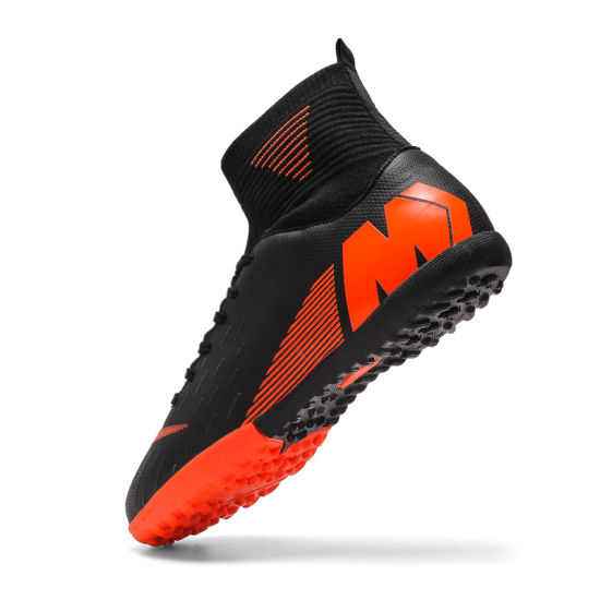Factory Customize Cleats Football Boots High Top Soccer Sneakers Turf Futsal Outdoor Football Shoes (35-45)